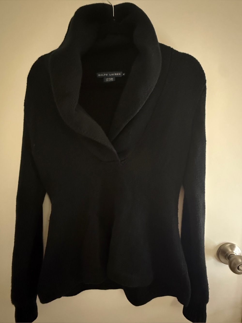 Ralph Lauren Black Shawl-Collar Turtleneck Sweater